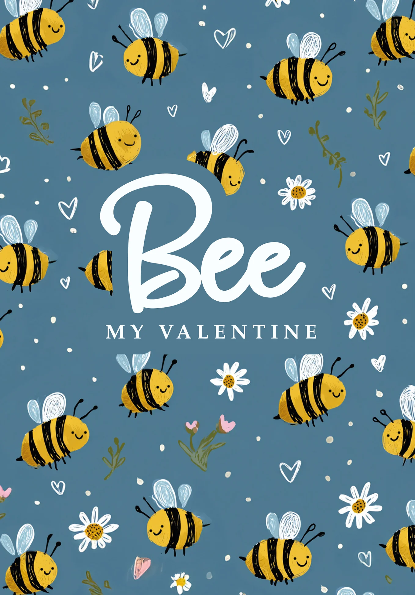 Bee my Valentine - Bee Pattern Blue PDF - Image 2