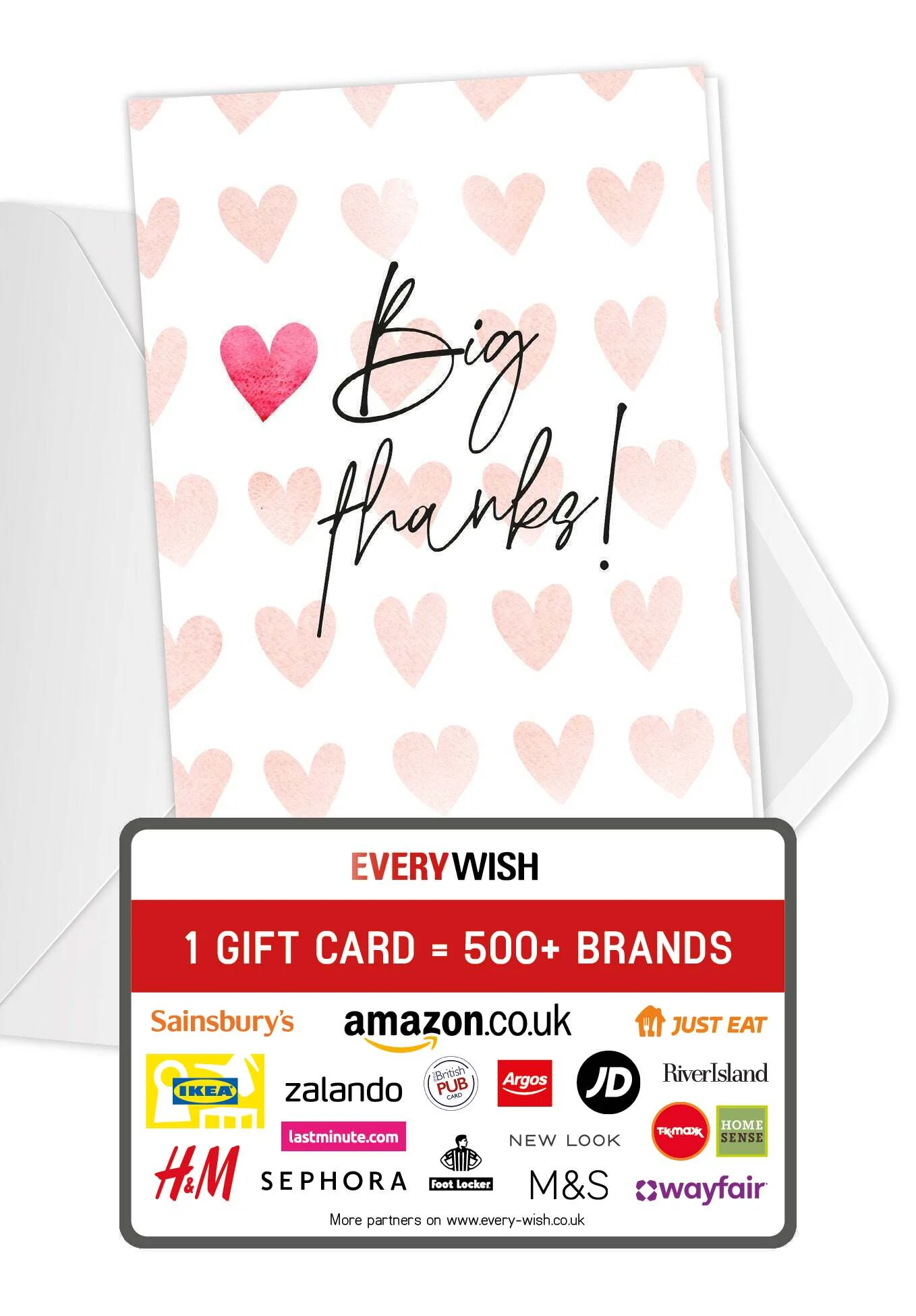 Big thanks - Hearts watercolour PDF