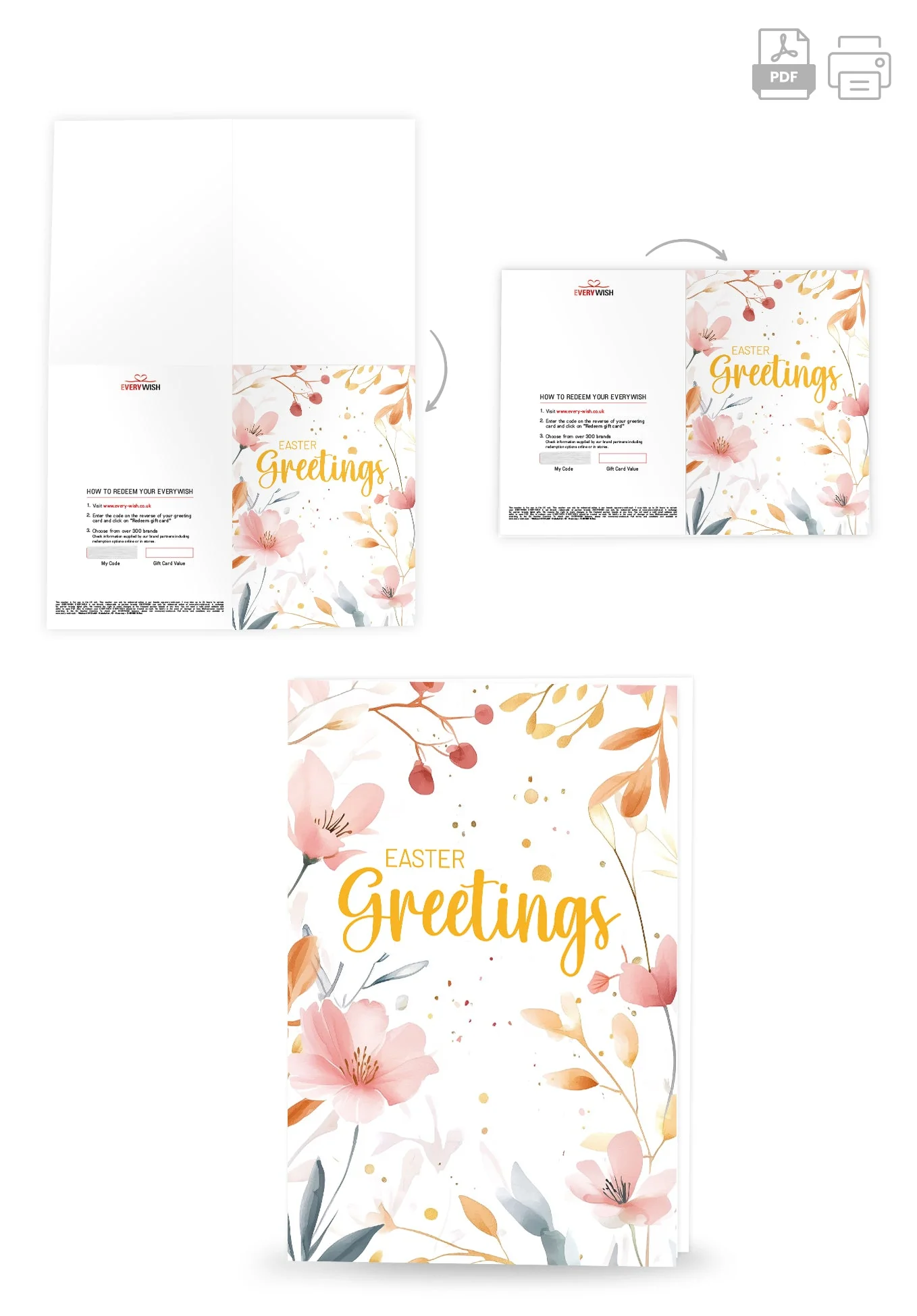 Easter Greetings - Watercolour Flowers Pink PDF - Image 4