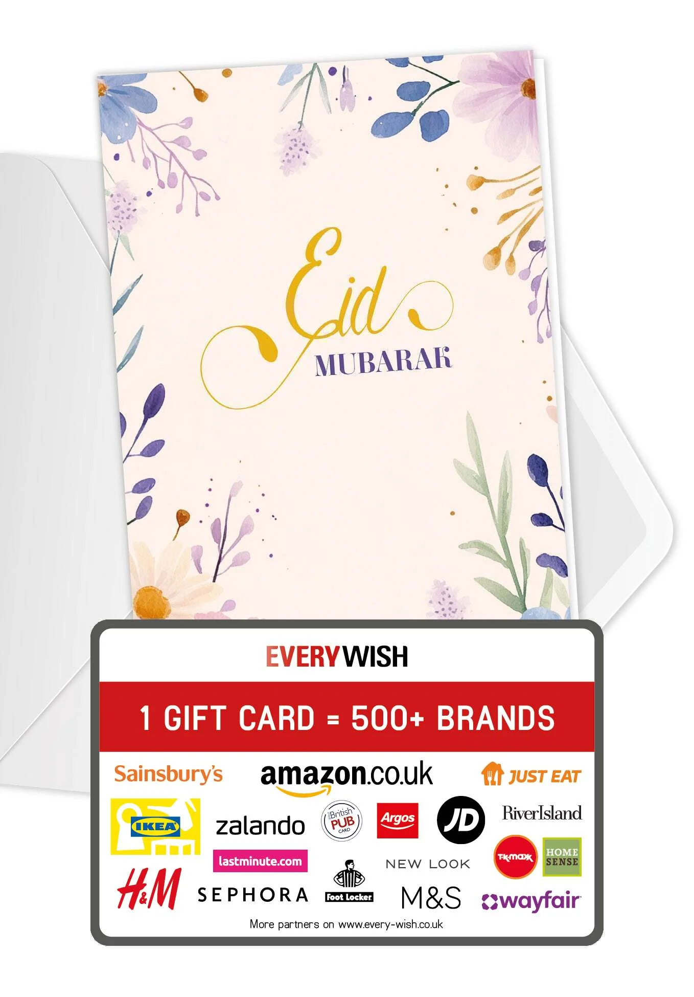 Eid Mubarak - Fleurs aquarelles Beige