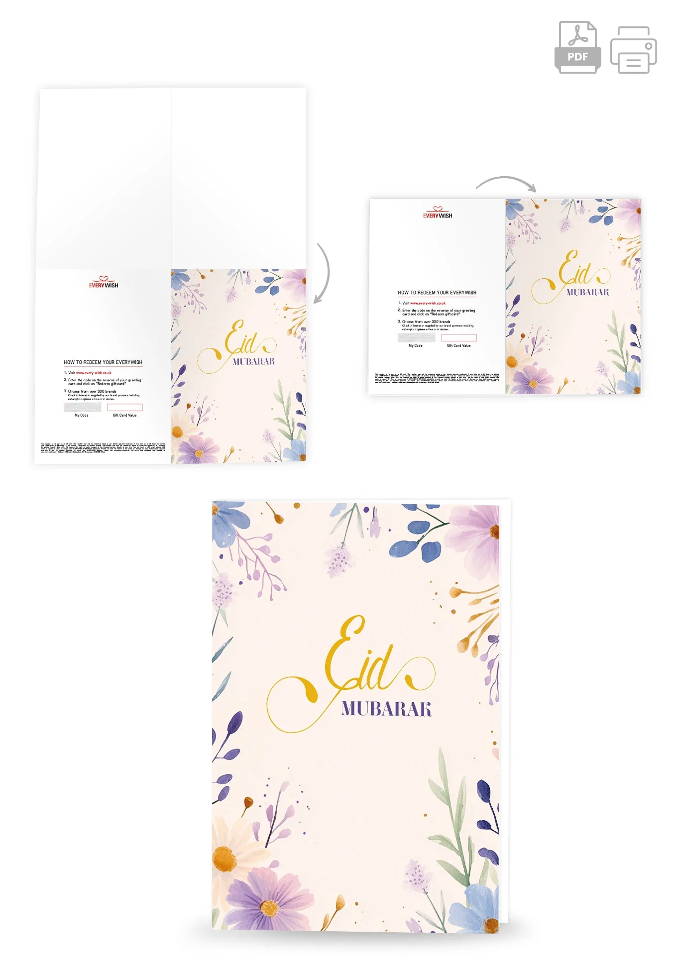 Eid Mubarak - Fleurs aquarelles Beige PDF - Image 4