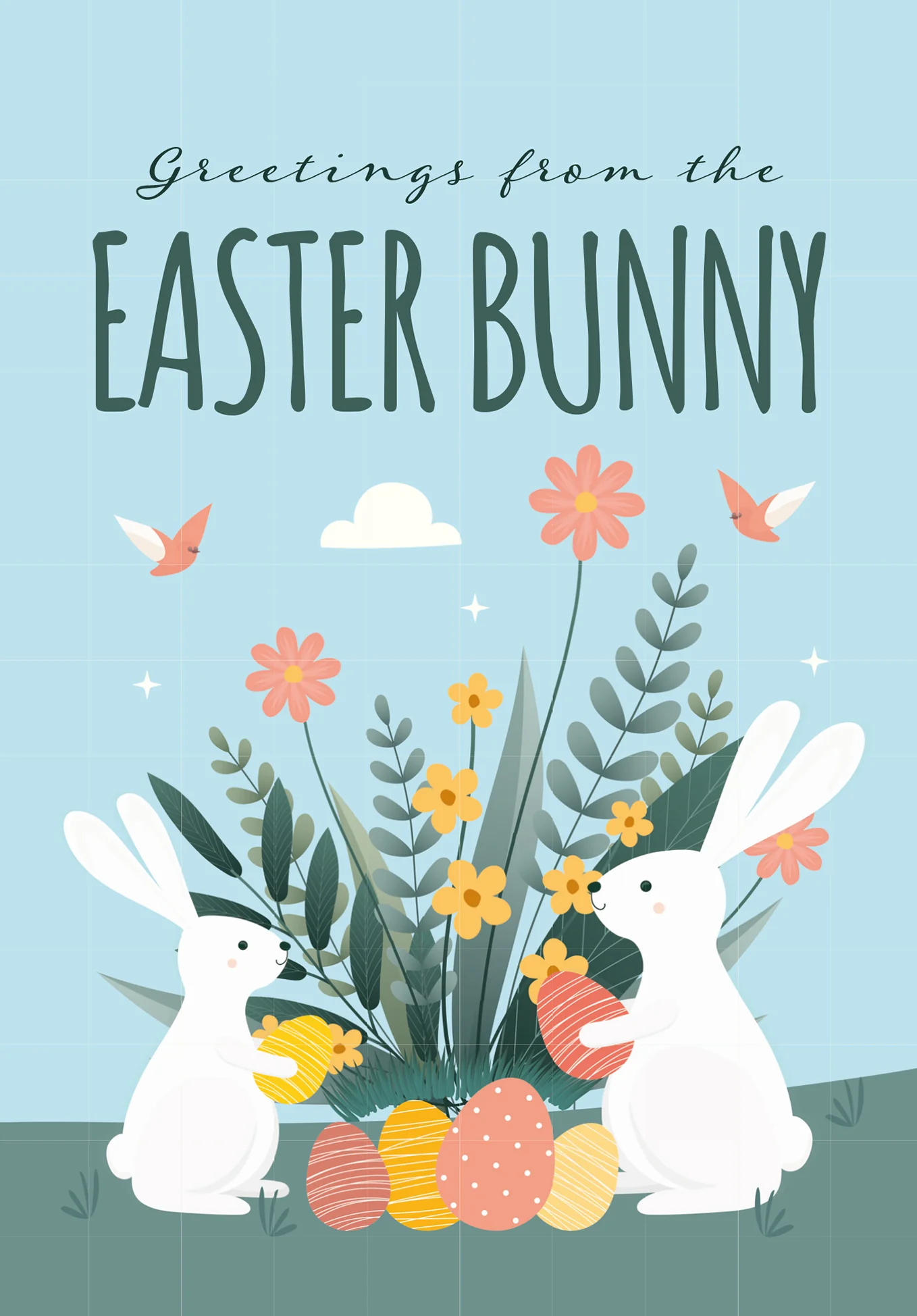 Greetings from the Easter Bunny - Bunnies and flowers - Image 2