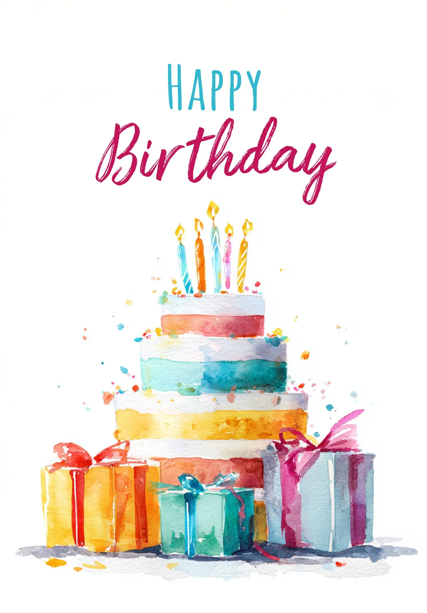 Happy Birthday - Cake watercolour PDF - Image 2