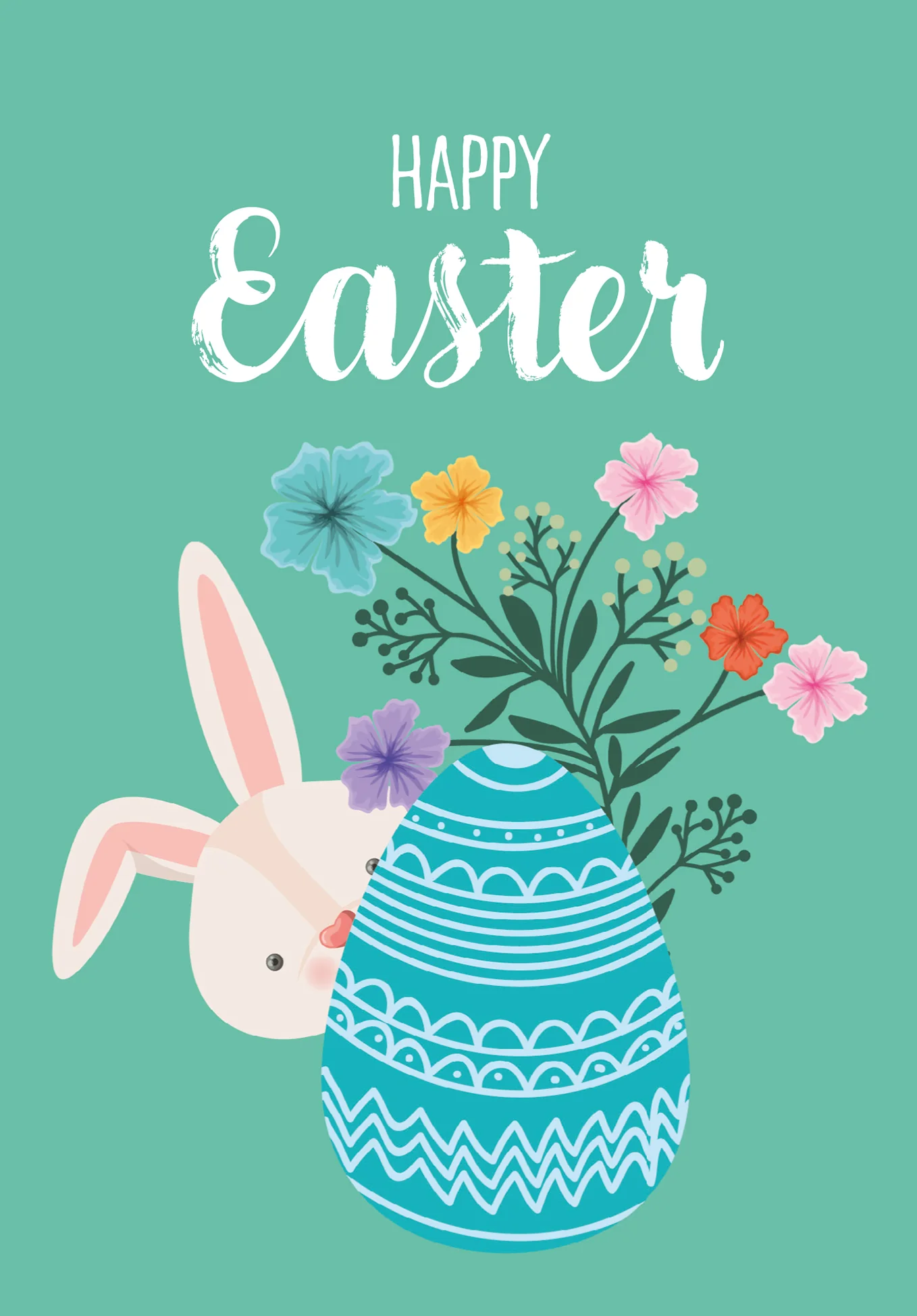 Happy Easter - Turquoise bunny with egg - Image 2