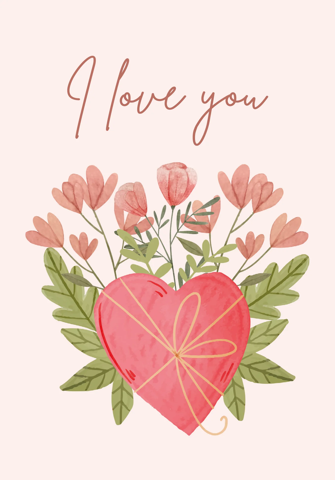 I love you - Heart with flowers - Image 2