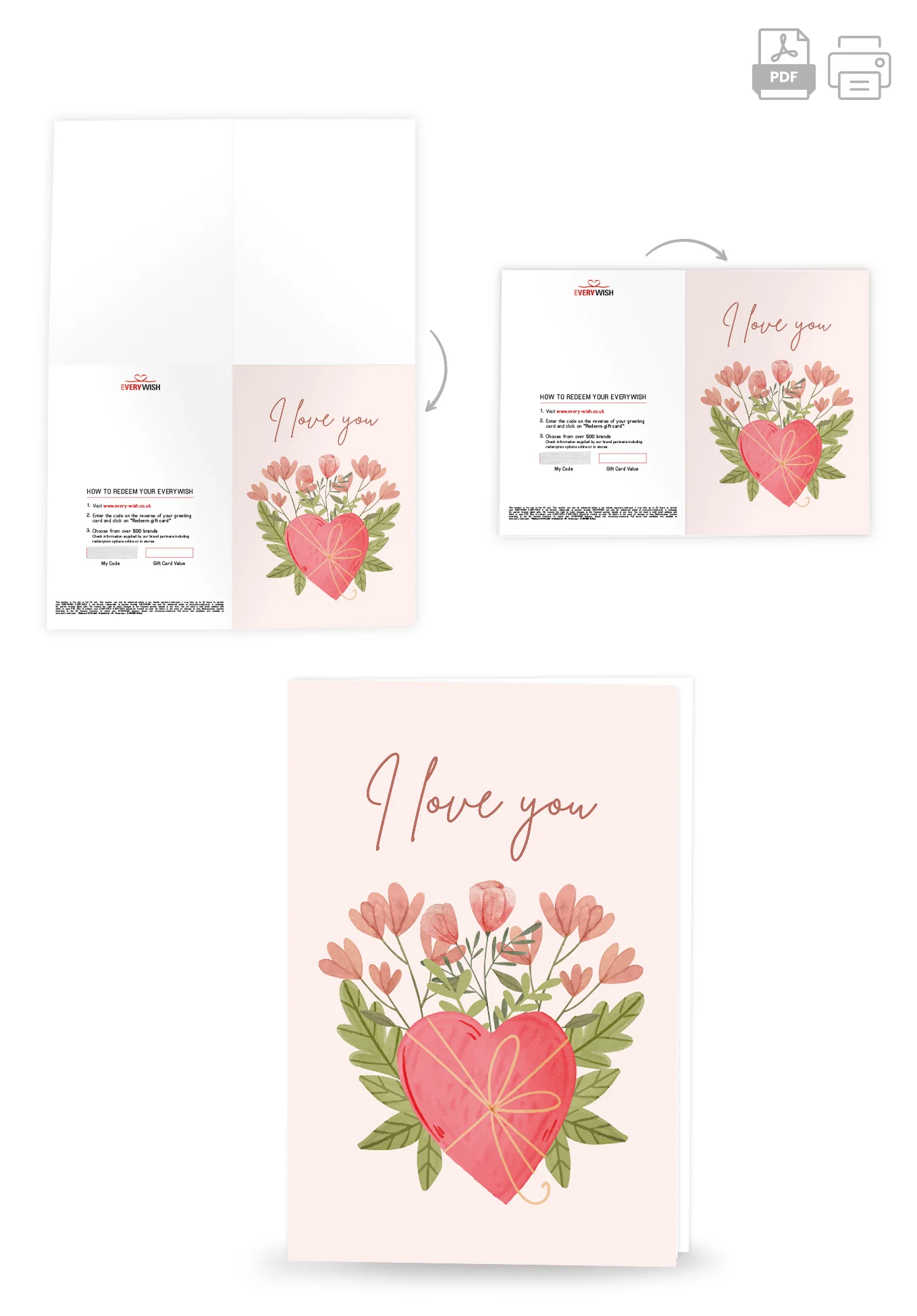I love you - Heart with flowers - Image 4